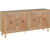 HomeRoots 68" Natural Distressed Carved Geometric Sideboard with Four Doors - 4 of 4