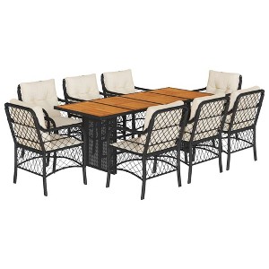 vidaXL Garden Dining Set Black, Cream White - 1 of 4