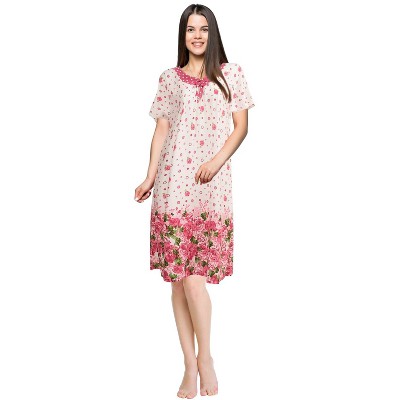 JEFFRICO Womens Nightgowns Short Sleeve Sleepwear Soft Pajama Dress Nightshirts