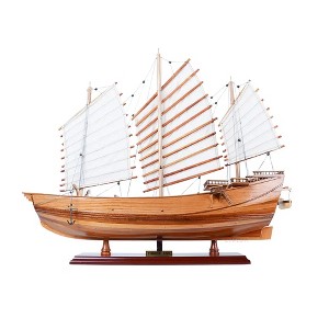 Old Modern Handicrafts Chinese Junk Wooden Ship Model – 27"x7"x24.5", Handcrafted Nautical Display - 1 of 4