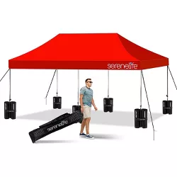 SereneLife SLGZ20R Canopy Tent Commercial Instant Shelter Foldable 10x20 Red