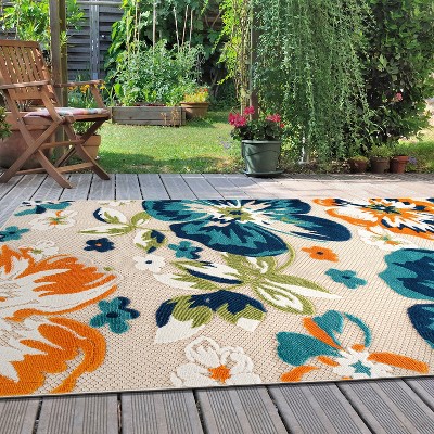Bergamo Multi Floral 5' x 7' Synthetic Indoor/Outdoor Rug
