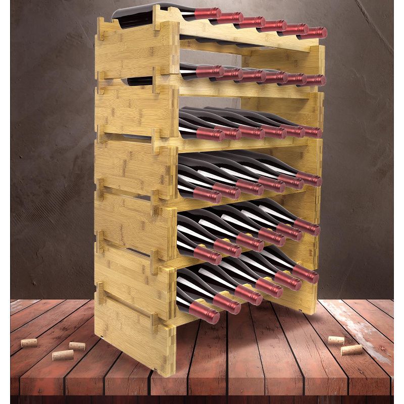 Sorbus Stackable 6-Tier Bamboo Wine Rack - Showcase and Organize Up to 36 Bottles with Style and Versatility, 2 of 6