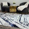 LunaLulinlk Luxury Area Rug in Gray with Navy Blue Abstract Design - 2 of 4
