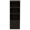 TOAOTBNBO 3-Tier Narrow Bookcase with Storage Cabinet, Tall Bookshelf with 2 Doors Modern Display Book Shelf for Home Office, Black - 2 of 4