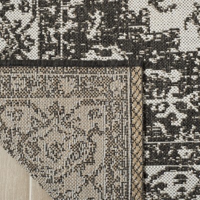 Linden Light Grey & Charcoal Geometric Synthetic Area Rug - 6'7" x 9'2"