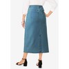 Jessica London Women's Plus Size True Fit Stretch Denim Midi Skirt - 3 of 4