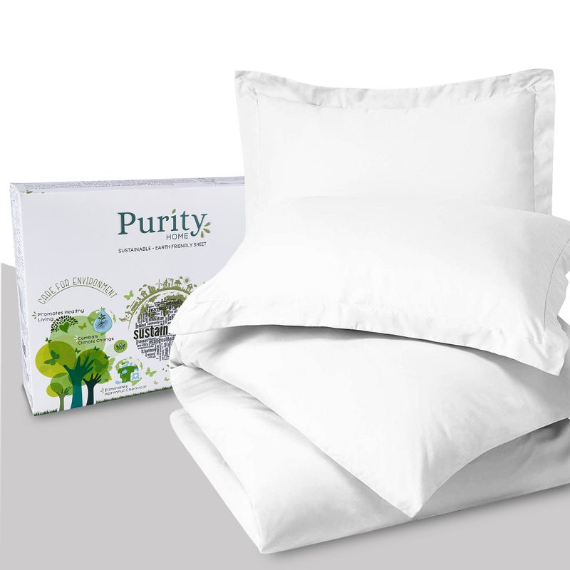 Purity Home 3pc 400 Thread Count Cotton Sateen Duvet Set, 4 of 7