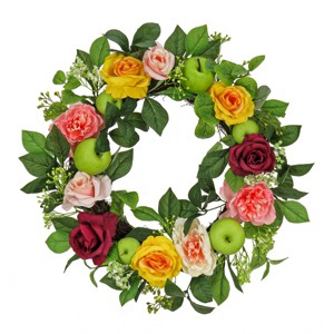 22" Artificial Rose, Peony and Apple Woven Branch Base Wreath - National Tree Company - 1 of 3