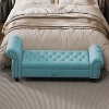 CAVINAS 64.5" End of Bed Storage Bench, Nail Tufted Shoe Rack Bench with Armrest Bedroom Storage Bench for Bedroom, Living Room - 2 of 4