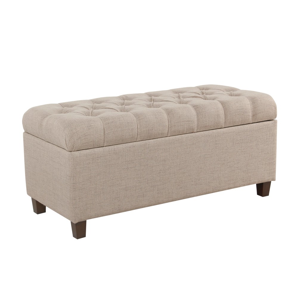 Photos - Chair Ainsley Button Tufted Storage Bench Tan - HomePop