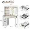 FURNIinspire Farmhouse Vanity Table with Mirror Hidden Storage Cabinet, Elegant Dressing Table for Bedroom or Living Room, Brown, 39"*15.75"*56" - 3 of 4