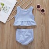 MyKids-USA Baby Girl Striped Graphic Ruffle Tops Combo Shorts 1-Pieces Swimsuit - 3 of 4