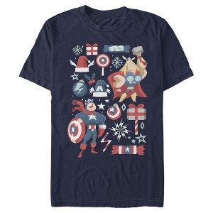 Men's Marvel Christmas Festive Hero Icons T-Shirt - 1 of 4