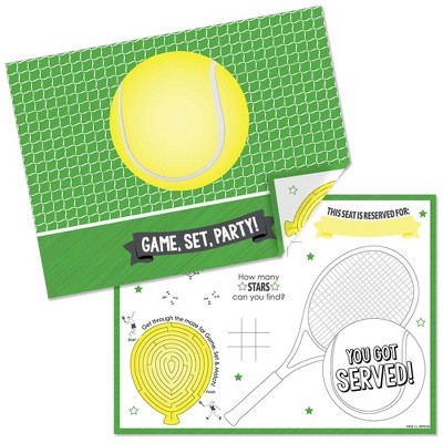 Big Dot of Happiness You Got Served - Tennis - Paper Tennis Ball Birthday Party Coloring Sheets - Activity Placemats - Set of 16