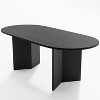 Wooakway 30"H Oval Wood Dining Table Kitchen Table Conference Table with Double Pedestal - 2 of 4
