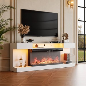 WOWLIVE 80" Fireplace TV Stand with LED Lights and Charge Station, Sleek Modern Entertainment Center with Storage for Living Room - 1 of 4
