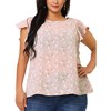 Agnes Orinda Women's Plus Size Crew Neck Floral Tie Waist Ruffle Flare Sleeve Blouses - 2 of 4