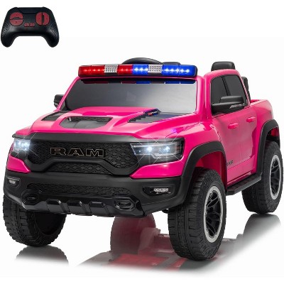 12V Kids Ride On Police Car with Remote Control, Electric Pickup Truck for Toddlers, 3 Speeds, Spring Suspension, LED Lights