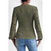 Amaryllis Women's Textured Knit Top Sheer Lace Puff Sleeve Elegant Fitted Long-Sleeve Blouse - 3 of 4