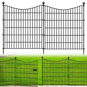 10 Panels Decorative Garden Fence with Gate, No Dig Dog Fence Animal Barrier Outdoor for Yard, - 1 of 4