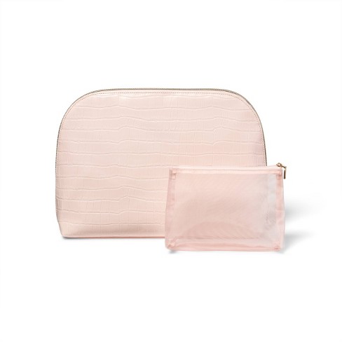 Sonia Kashuk Large Travel Makeup Pouch Blush Faux Croc