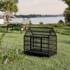 Akoasm 48 Inch Metal  Foldable Heavy Duty Dog Crate With Wheels, Pointed Roof And Removable Tray-Black - 4 of 4