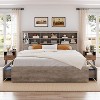 Wooden Platform Bed Frame with Bookshelf Headboard and 4 Drawers, No Box Spring Needed, Strong Metal Support, Noise-Free Storage. - 3 of 4