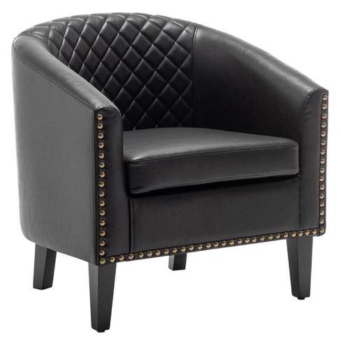 Black leather tufted online chair