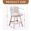Leovsnove Counter Height Swivel Barstools Set of 2,26" H Seat Height Upholstered Bar Stools,Fabric Bar Stools with Back,Solid Wood Legs - 4 of 4