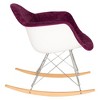 LeisureMod Wilson Single Modern Velvet Upholstered Rocking Chair for Nursery or Living Room - 3 of 4