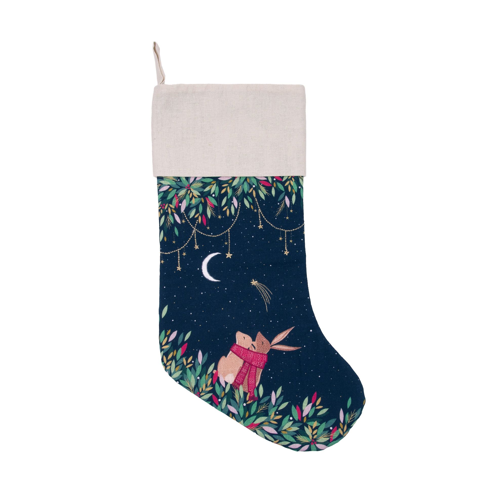 carol & frank Moonlit Rabbits Christmas Stocking 20"