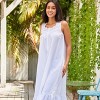 ADR Women's Cotton Nightgown, Sleeveless Lace Trimmed Button Up Long Vintage Night Dress Gown - 3 of 4