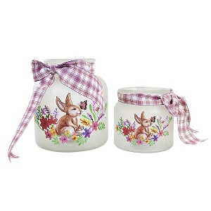 Home Decor 6.5 Inch Grassy Meadow & Bunny Scene Flowers Butterfly Decorative Jars - 1 of 3