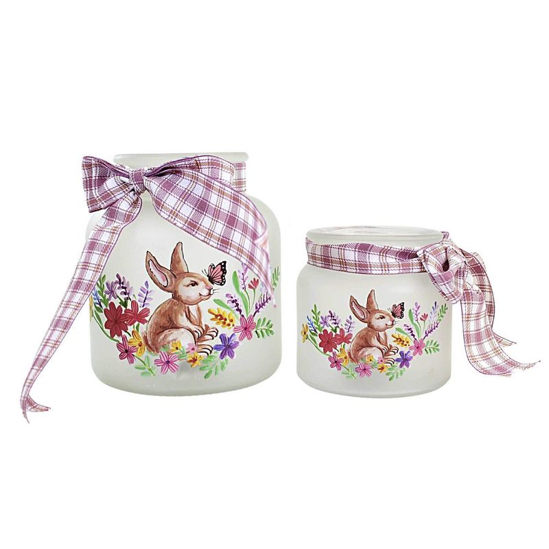 Home Decor 6.5 Inch Grassy Meadow & Bunny Scene Flowers Butterfly Decorative Jars, 1 of 4