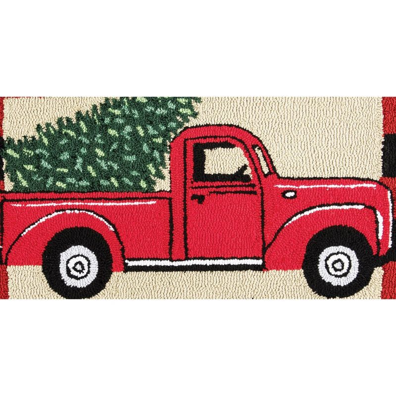 C&F Home Classic Holiday Red Vintage Pickup Truck with Christmas Tree Check Framed Indoor Accent Rug, 2 x 3 ft., 2 of 3
