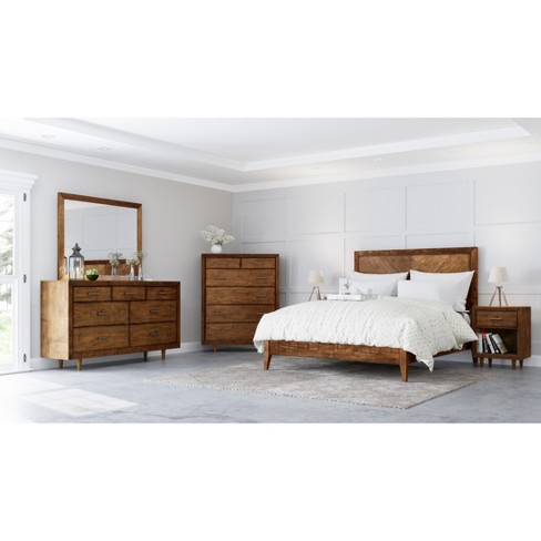 6pc Aurora Mid Century Bedroom Set Brown Abbyson Living