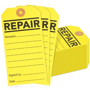Juvale 100-Pack Repair Required Tags, Yellow Service Tags for Broken Equipment, Maintenance, Production Machinery Notice Tags, 2.6 x 5.25 In - 1 of 4