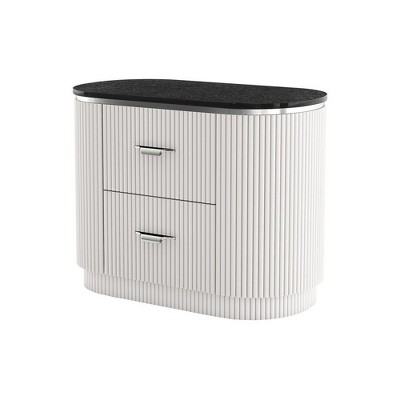 Royal Hampton Nightstand w 2 Drawers, Black Stone Top
