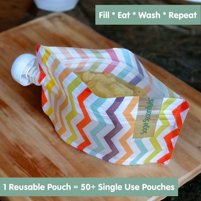 Sage Spoonfuls Reusable Baby Food Pouches - Chevron - 6pk, 3 of 9