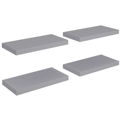 vidaXL Floating Wall Shelves 4 pcs Gray 19.7"x9.1"x1.5" MDF