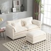 76.77'' Chenille Double Sofa with Removable Armrests L-Shaped Sectional Sofas, Footstool, and Convenient Side Pockets - 4 of 4