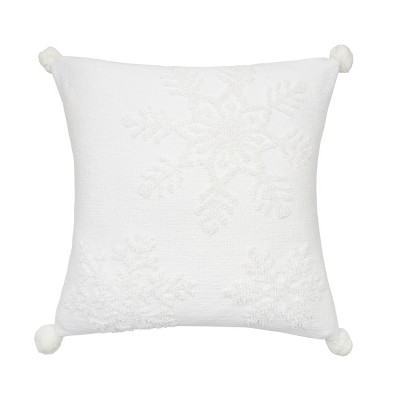carol & frank White Snowflake Pillow