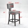 Rustic Linen Counter High Chairs with Back,Mid Century Chair,Upholstered Armless Chair for Compact Dining Area or Living Room-Maison Boucle - 4 of 4