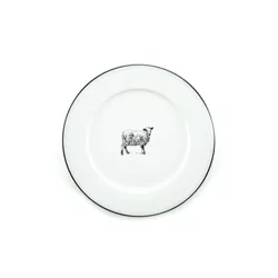 O-Ware White Porcelain 11" Dinner Plate with Sheep Design, Set of 4
