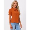 INSPIRE CHIC Women's Bow Tie Collar Elegant Office Short Sleeve Blouse - 3 of 4