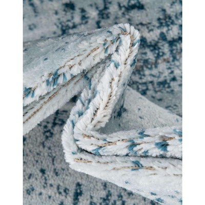 Sofia Light Blue and Ivory Round Floral Area Rug