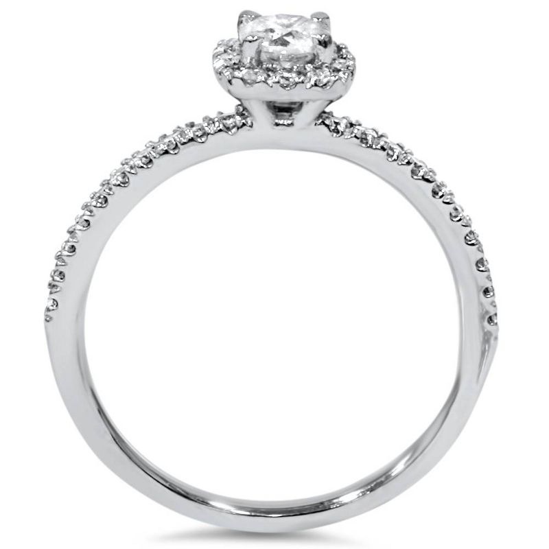 Pompeii3 1/2ct Diamond Cushion Halo Engagement Ring 10K White Gold, 3 of 6