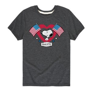 Boys' - Peanuts - Snoopy Since 1776 Flag Heart Short Sleeve Graphic T-Shirt - 1 of 4