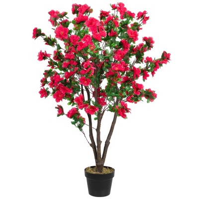 Northlight 3.6’ Unlit Artificial Potted Green and Pink Azalea Flower Tree